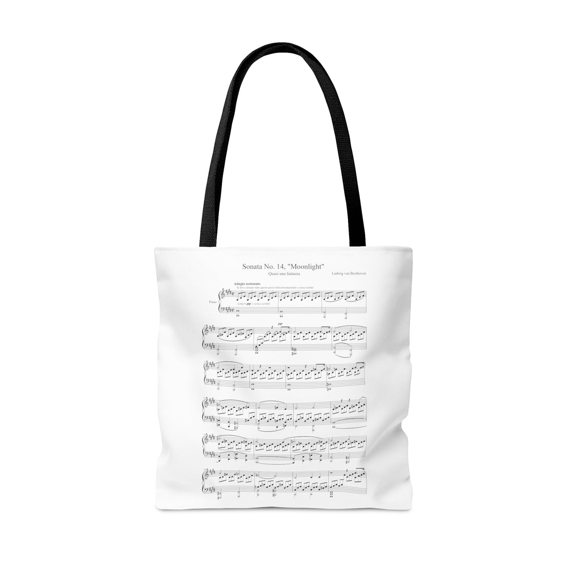 Beethoven Piano Sonata No. 23, Op 57 Appassionata &amp; Sonata No.14 Moonlight (Double Sided Tote Bag)