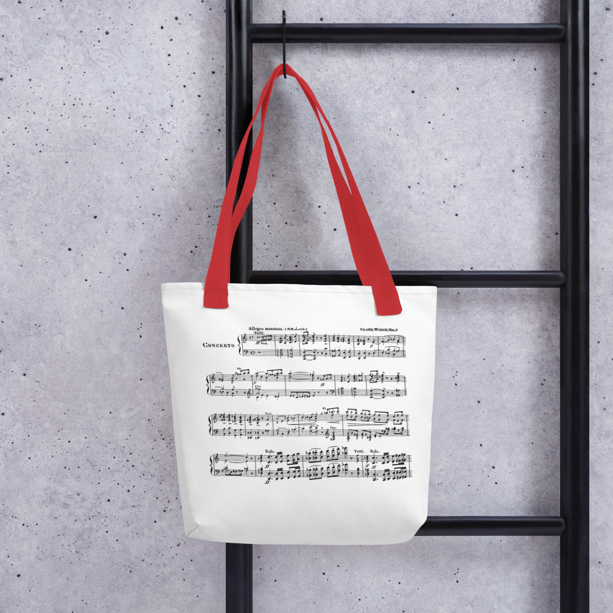 Clara Wieck - Piano Concerto (op. 7 a-moll) - Tote bag polyester fabric with multiple color handles (One sided print)